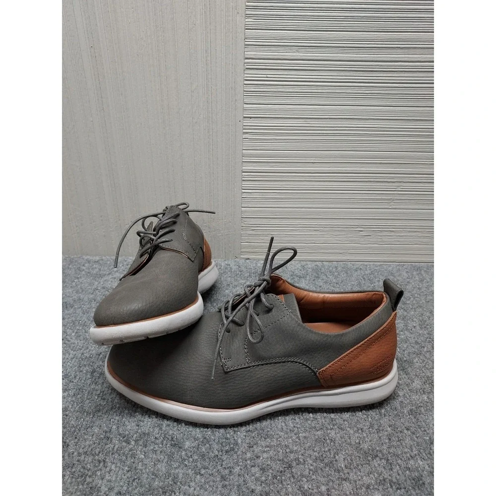 Bass Men Oxford Shoe 8 Gray Faux Leather Lace Up Plain Toe Breathable Casual